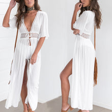 Load image into Gallery viewer, 2020 Women Beach Cover Up Tunic Lace White Long Pareos